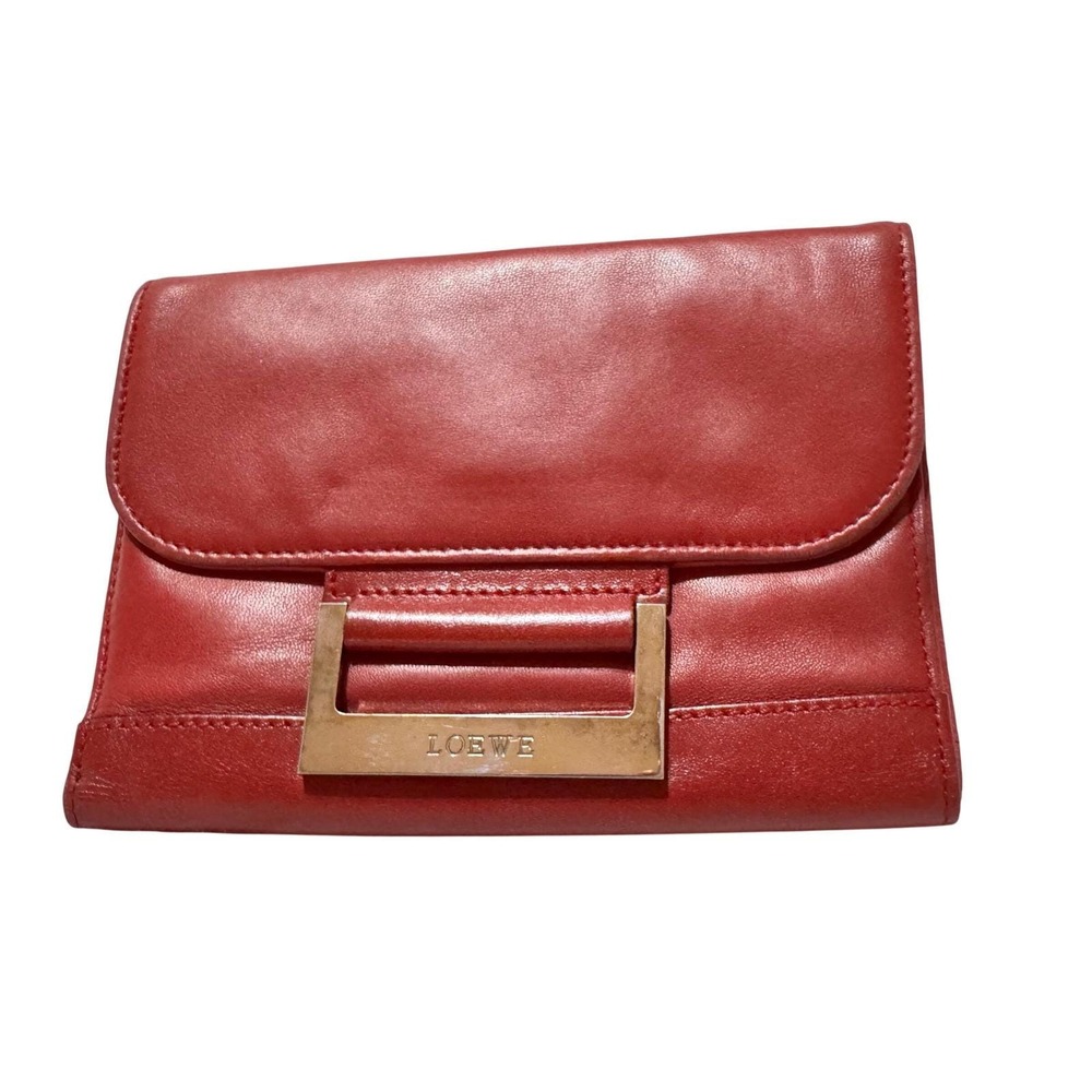 Loewe buttery soft red leather Wallet, Could be used as clutch GUC